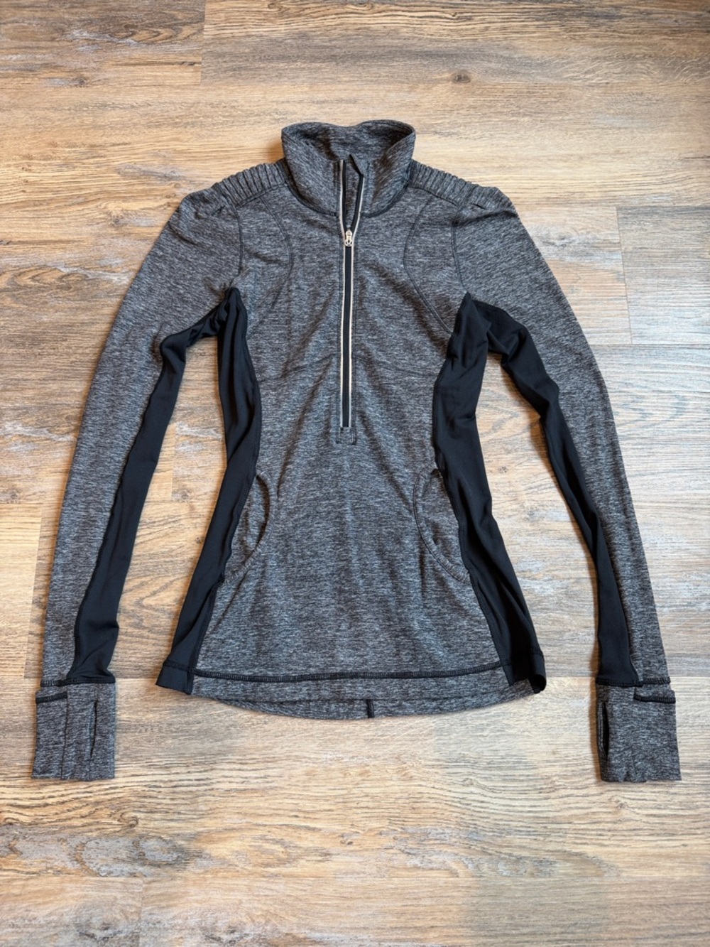 Lululemon Gray Half-Zip Pullover with Black Side Panels